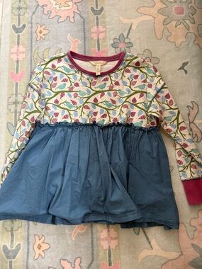 Matilda Jane Blue Multi Floral Peplum Long Sleeve Top